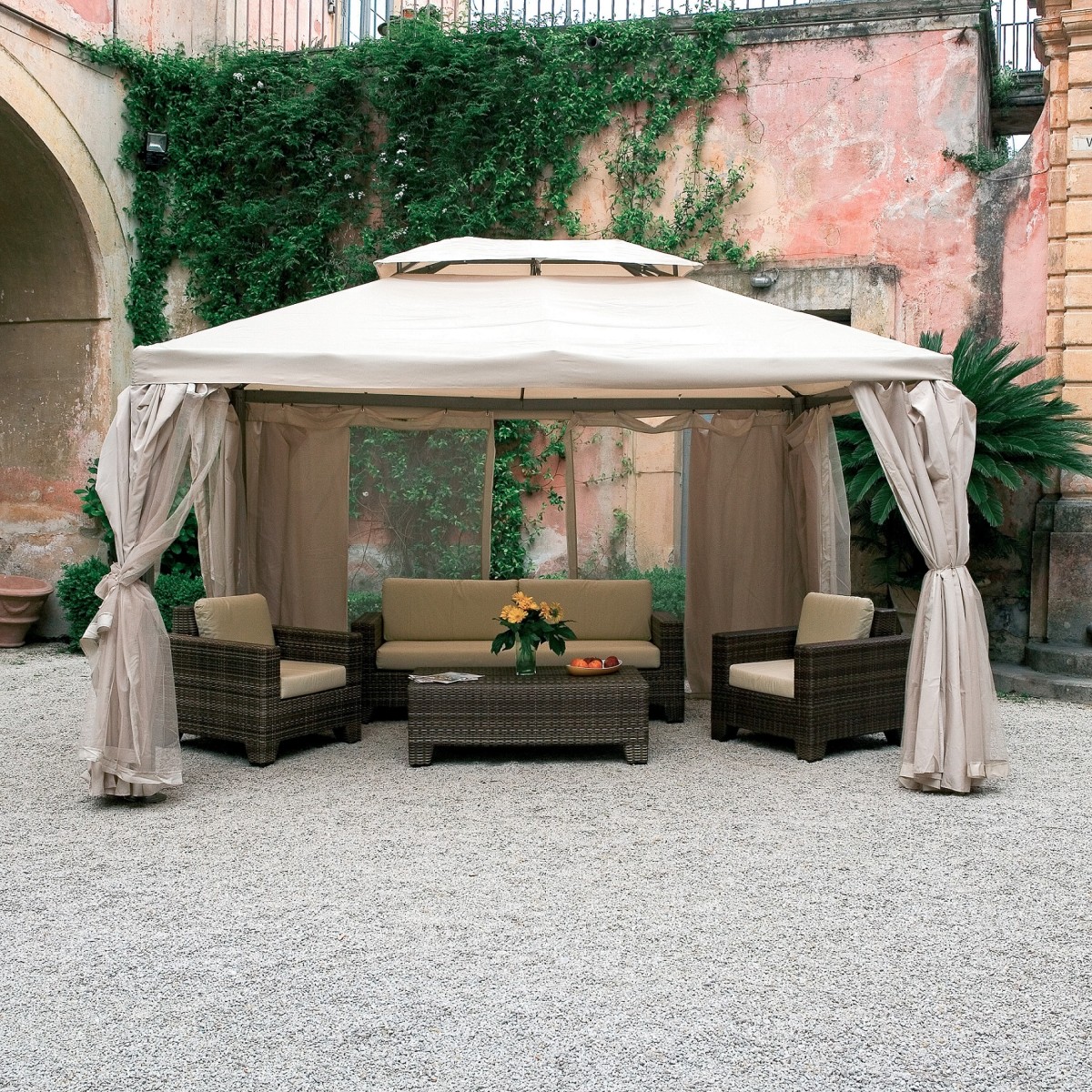 aa GAZEBO IN ALLUMINIO SAHARA 300X400 CM ECRÙ