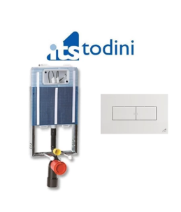 Cassetta Di Scarico WC sospeso ITS Todini Ideafix Da Incasso 20.18/C + Placca Idea Bianco