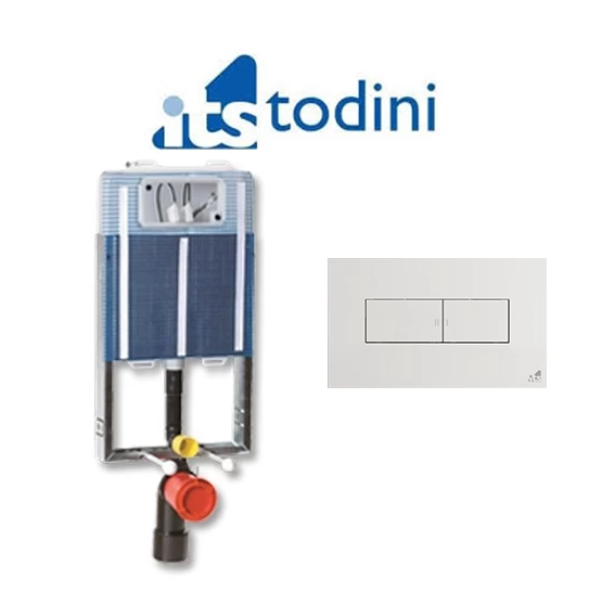 Cassetta Di Scarico WC sospeso ITS Todini Ideafix Da Incasso 20.18/C + Placca Idea Bianco