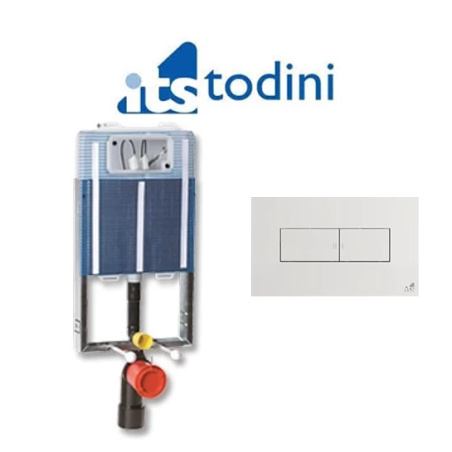 Cassetta Di Scarico WC sospeso ITS Todini Ideafix Da Incasso 20.18/C + Placca Idea Bianco