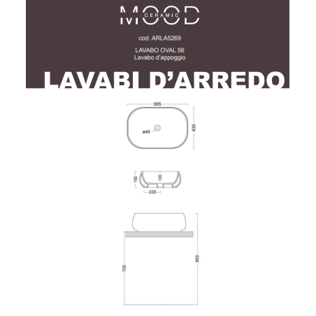 LAVABO OVAL 56 DA APPOGGIO